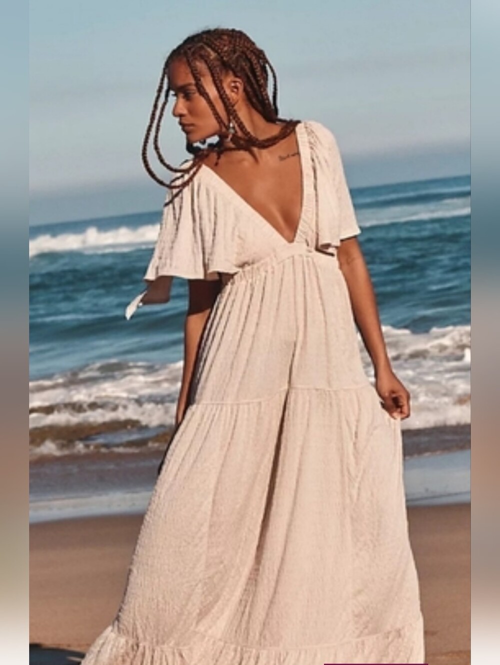 Free People La-La Cream Maxi Dress SIZE XL
